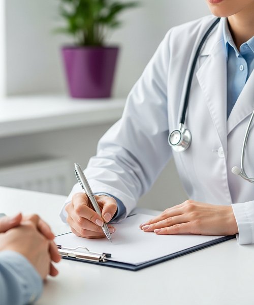 Врач-нарколог проводит консультацию