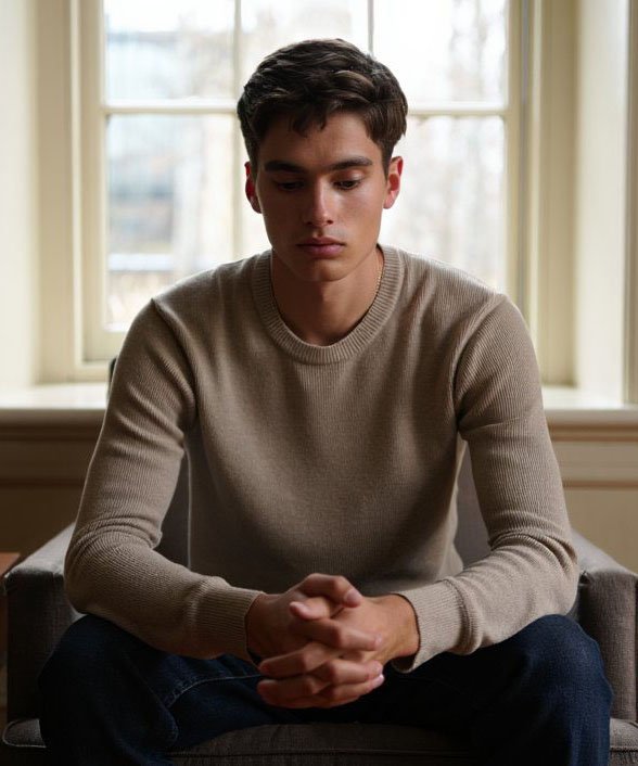 Мужчина сидит на диване